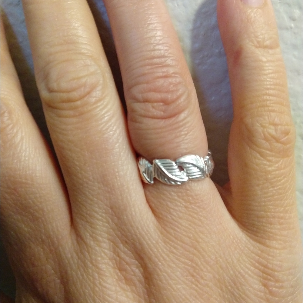 Nice Leaf Solid Sterling Silver Artistic Ring - image 6